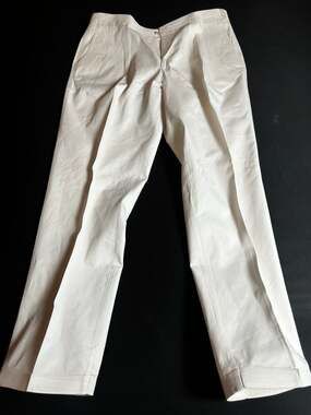 Vintage White Cotton Pleated Trousers 40x31